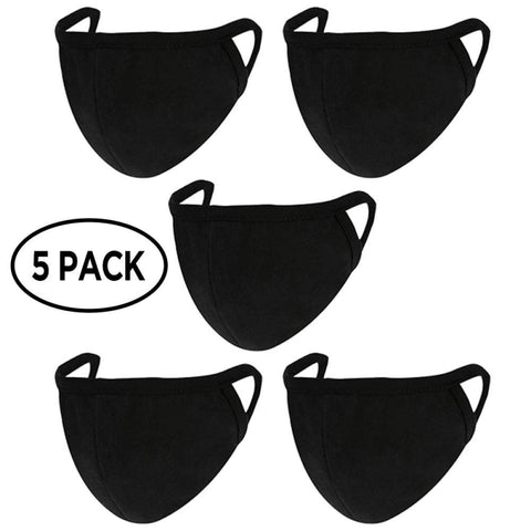 Image of 5x Face Mask Cotton Reusable Washable Protector Unisex - BLACK